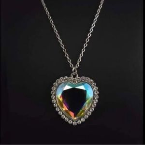 Iridescent heart necklace